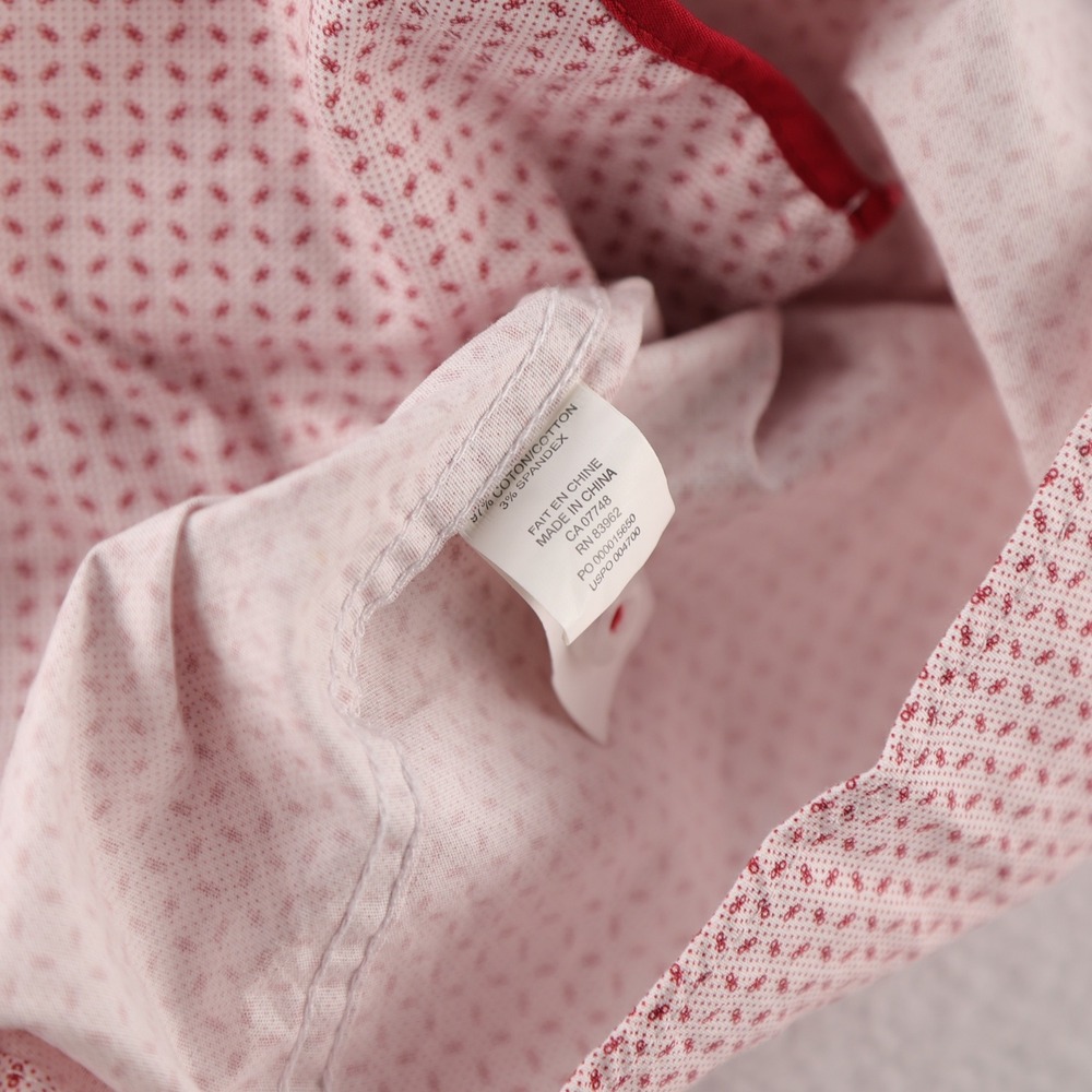Soul of London Mens Button Down Shirt Red White Geometric Print Stretch Large - Picture 9 of 10
